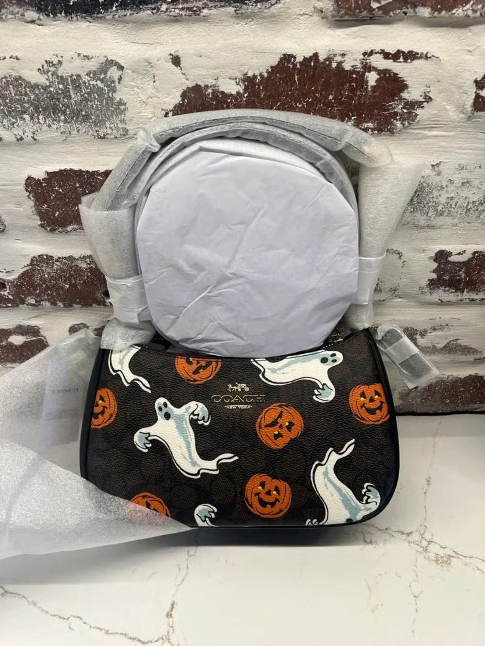 Coach Kids Black Halloween Ghost & Pumpkin Crossbody